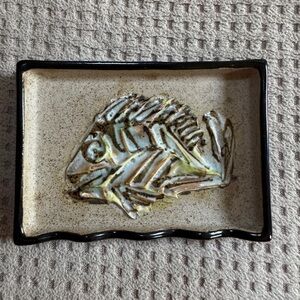Vintage Japanese Fish Skeleton Mini Trinket – Showa Era Art Stoneware